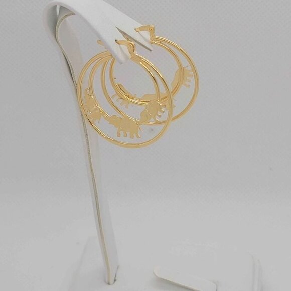 Brazilian 18k Gold filled 3 Elephants Earrings - Picture 2 of 4